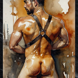 The Harness — Male Nude Watercolor Art Print