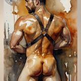 The Harness — Male Nude Watercolor Art Print