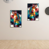Glossy Photo Print – Inked Watercolor Leaning Figure, Unframed Wall Art
