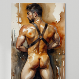 The Harness — Male Nude Watercolor Art Print