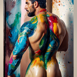 Glossy Photo Print – Painted Canvas Rebel Figure, Unframed Wall Art