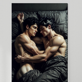 Gay Erotic Art Print | Passionate Lovers Forehead Touch | Intense Nude Embrace | Homoerotic Bedroom Fantasy | 4 Sizes