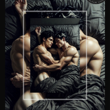 Gay Erotic Art Print | Passionate Lovers Forehead Touch | Intense Nude Embrace | Homoerotic Bedroom Fantasy | 4 Sizes