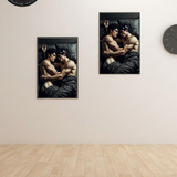 Gay Erotic Art Print | Passionate Lovers Forehead Touch | Intense Nude Embrace | Homoerotic Bedroom Fantasy | 4 Sizes