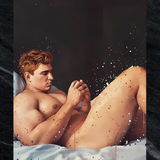 Gay Erotic Art Print | Thick Ginger Man Nude on Bed | Sensual Male Solo Painting | Bear Homoerotic Wall Art | 4 Sizes