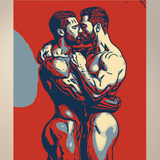 Gay Couple Pop Art Print | LGBTQ+ Erotic Art, Male Nude