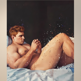 Gay Erotic Art Print | Thick Ginger Man Nude on Bed | Sensual Male Solo Painting | Bear Homoerotic Wall Art | 4 Sizes