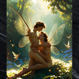 Gay Erotic Art Print | Fairy Lovers Nude Kiss | Enchanted Forest Embrace | Homoerotic Fantasy Wall Art | 4 Sizes