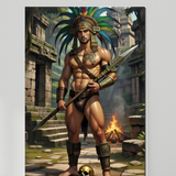 Gay Erotic Art Print | Aztec Warrior Male Nude | Digital Painting Wall Art | Sexy Homoerotic Fantasy | 4 Sizes Available
