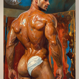 Glossy Photo Print – Oiled Adonis Backdrop, Unframed Wall Art