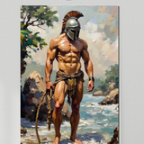 Spartan Warrior Nude Art Print | Mythic Coastal Decor