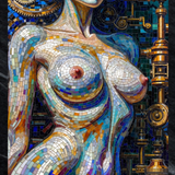 Mosaic Goddess — Steampunk Erotic Wall Art | Instant Download
