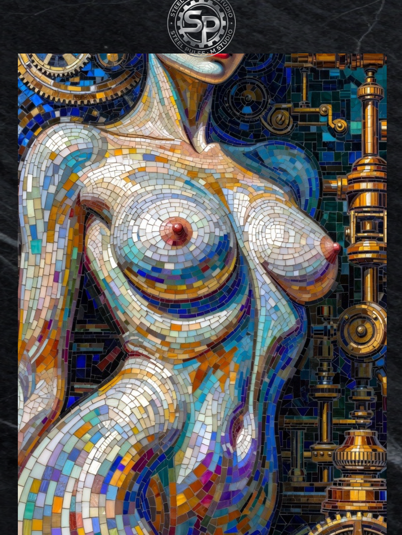 Mosaic Goddess — Steampunk Erotic Wall Art | Instant Download