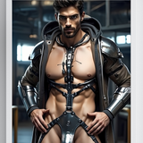 Cyberforge Sentinel Art Print | Cyberpunk Male Wall Art | Sci-Fi LGBTQ+ Decor | SteelPulseMStudio