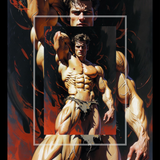 Gay Erotic Art Print | Ripped Muscle Flex Nude | Bearded Warrior Pose | Homoerotic Power Fantasy | 4 Sizes