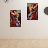 Stairway Flex Gay Art Print | Bold Male Figure Impasto Wall Art | LGBTQ+ Decor | SteelPulseMStudio