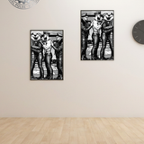 Gay Erotic Art Print | Leather Military Men Kissing in Gym | Muscular Bears Homoerotic Ink Drawing | BDSM Fantasy Wall Art | 4 Sizes