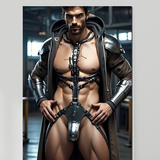 Cyberforge Sentinel Art Print | Cyberpunk Male Wall Art | Sci-Fi LGBTQ+ Decor | SteelPulseMStudio