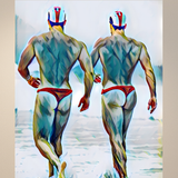 Twin Lifeguards’ Sprint Art Print – Satin Finish Photo Print, Wall Decor, Unframed Male Figures