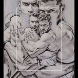 Twin Embrace Sketch Art Print – Glossy Wall Decor, Unframed Male Figure Photography