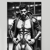 Cyberforge Sentinel Art Print | Cyberpunk Male Wall Art | Sci-Fi LGBTQ+ Decor | SteelPulseMStudio