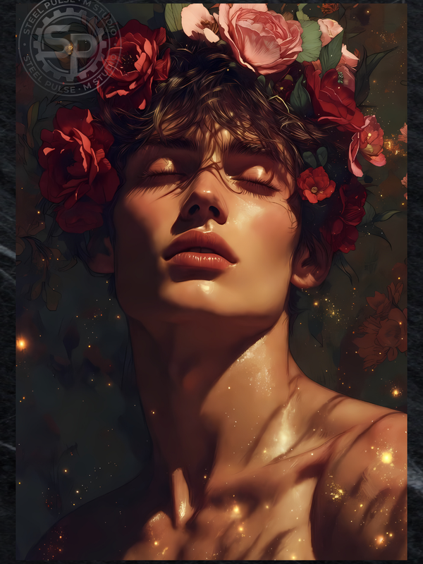 In Bloom — Floral Fantasy Male Art Print