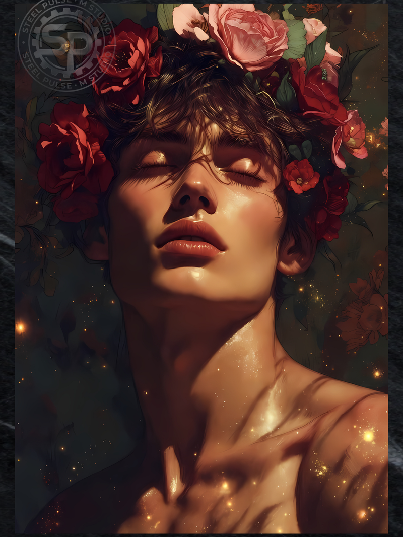 In Bloom — Floral Fantasy Male Art Print