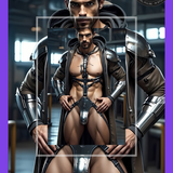 Cyberforge Sentinel Art Print | Cyberpunk Male Wall Art | Sci-Fi LGBTQ+ Decor | SteelPulseMStudio