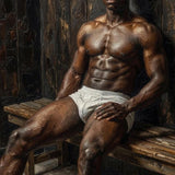 Black Male Impasto Oil Painting Print, Muscular Athletic Figure Wall Decor