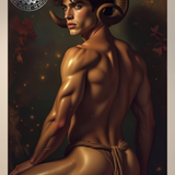 Gay Erotic Art Print | Ram Horns Male Nude Fantasy | Digital Painting Wall Art | Sexy Homoerotic Fawn Artwork | 4 Sizes Available