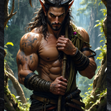 Gay Erotic Art Print | Horned Satyr Male Nude Forest | Digital Painting Wall Art | Sexy Homoerotic Artwork | 4 Sizes