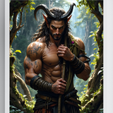 Gay Erotic Art Print | Horned Satyr Male Nude Forest | Digital Painting Wall Art | Sexy Homoerotic Artwork | 4 Sizes