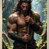 Gay Erotic Art Print | Horned Satyr Male Nude Forest | Digital Painting Wall Art | Sexy Homoerotic Artwork | 4 Sizes
