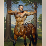 Gay Erotic Art Print | Muscular Centaur Archer Nude | Digital Fantasy Wall Art | Sexy Homoerotic Artwork | 4 Sizes Available
