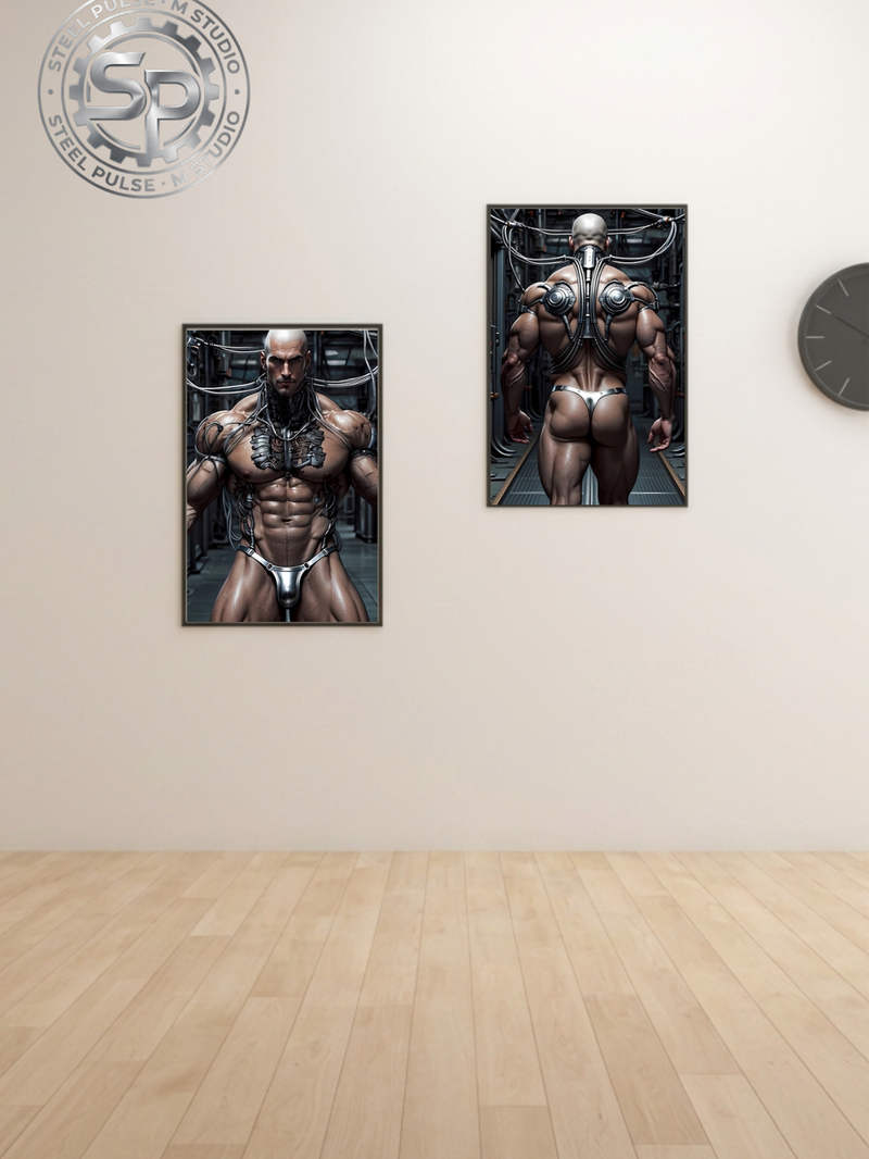 System Override — Cyborg Male Diptych Art Print Set