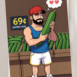 Adult Greeting Card | 69 Jumbo Cucumber Crush | Cheeky Gay Veggie Pun | Adult Humor Card | Single or 5-Pack