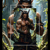 Gay Erotic Art Print | Horned Satyr Male Nude Forest | Digital Painting Wall Art | Sexy Homoerotic Artwork | 4 Sizes