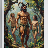 Gay Erotic Art Print | Satyr & Elves Male Nude Forest | Digital Painting Wall Art | Sexy Homoerotic Artwork | 4 Sizes