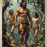 Gay Erotic Art Print | Satyr & Elves Male Nude Forest | Digital Painting Wall Art | Sexy Homoerotic Artwork | 4 Sizes