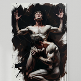 Erotic Art Print | Dominant & Kneeling | Gay Power Dynamic Art | Bold NSFW Print | 4 Sizes
