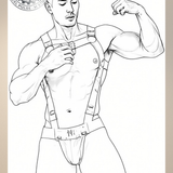 Harnessed Peak Flex Art Print | Leather Harness Muscle Male Wall Art | Dark LGBTQ+ Decor | SteelPulseMStudio