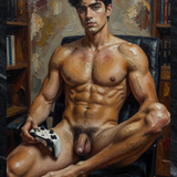 Player One — Explicit Male Nude Art Print