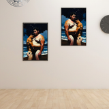 Gay Erotic Art Print | Bear & Twink Beach Embrace | Night Ocean Hug | Homoerotic Moonlit Fantasy | 4 Sizes