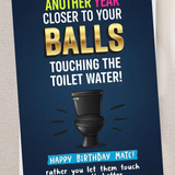 Adult Greeting Card | Balls Toilet Water Pun | Cheeky Birthday NSFW | Adult Gay Humor Card | Single or 5-Pack