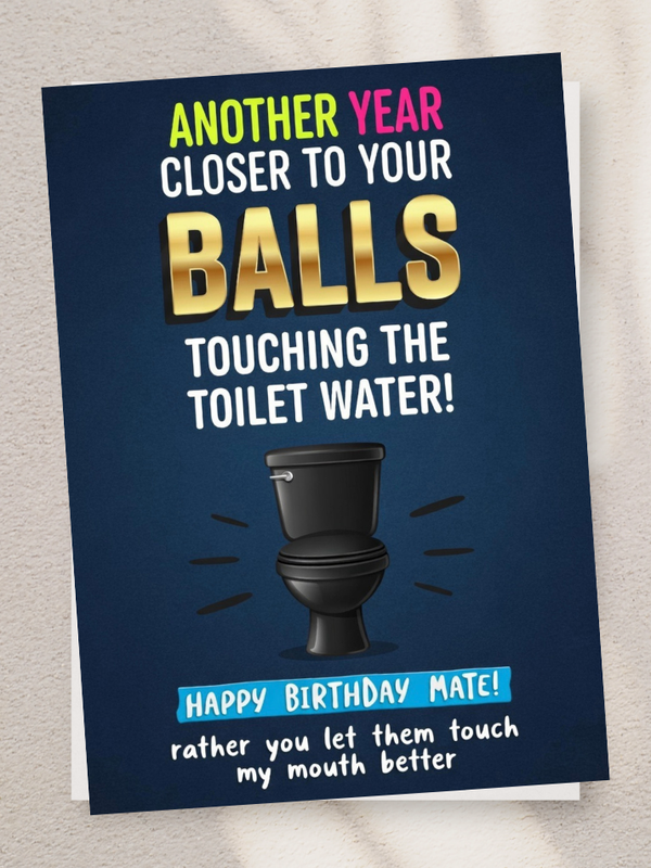 Adult Greeting Card | Balls Toilet Water Pun | Cheeky Birthday NSFW | Adult Gay Humor Card | Single or 5-Pack
