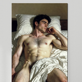 Gay Erotic Art Print | Nude on Bed | Sensual Male Physique | Homoerotic Bedroom Art | 4 Sizes