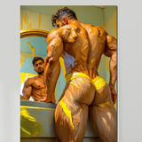 Golden Adonis Mirror Sculpture Art Print | Bold Male Physique Wall Art | LGBTQ+ Decor | SteelPulseMStudio