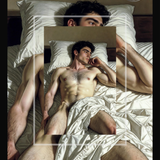 Gay Erotic Art Print | Nude on Bed | Sensual Male Physique | Homoerotic Bedroom Art | 4 Sizes
