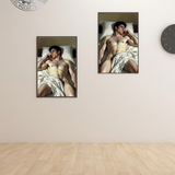Gay Erotic Art Print | Nude on Bed | Sensual Male Physique | Homoerotic Bedroom Art | 4 Sizes