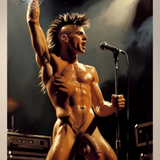 Explicit NSFW Art Print | Nude Male Rock Singer | Gay Punk Stage Fantasy | Raw Masculine Energy | 4 Sizes